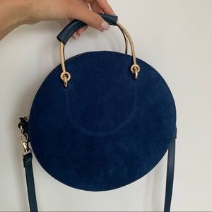 Suede Royal Blue Round Crossbody Purse